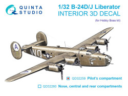B-24D/B-24J Liberator, Pilots compartment 3D-Printed & coloured Interior on decal paper (Hobby B