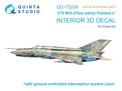 MiG-21bis early 3D-Printed & coloured Interior on decal paper (Eduard) (with 3D-printed resin parts)