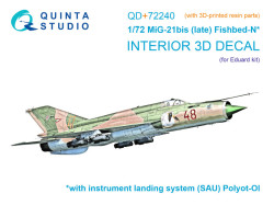MiG-21bis late 3D-Printed & coloured Interior on decal paper (Eduard) (with 3D-printed resin parts)