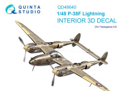 P-38F Lightning 3D-Printed & coloured Interior on decal paper (Hasegawa)