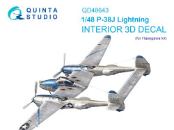 P-38J Lightning 3D-Printed & coloured Interior on decal paper (Hasegawa)