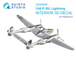 P-38L Lightning 3D-Printed & coloured Interior on decal paper (Hasegawa)
