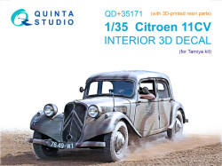 Citroen 11CV 3D-Printed & coloured Interior on decal paper (Tamiya) (with 3D-printed resin parts) 