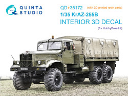 KrAZ-255B 3D-Printed & coloured Interior on decal paper (HobbyBoss) (with 3D-printed resin parts) 