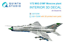 MiG-21MF (Moscow plant) 3D-Printed & coloured Interior on decal paper (Eduard)