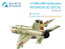 MiG-21MF (Gorkiy plant) 3D-Printed & coloured Interior on decal paper (Eduard)