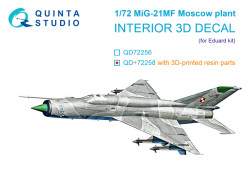 MiG-21MF (Moscow plant) 3D-Printed & coloured Interior on decal paper (Eduard) (with 3D-printed resi