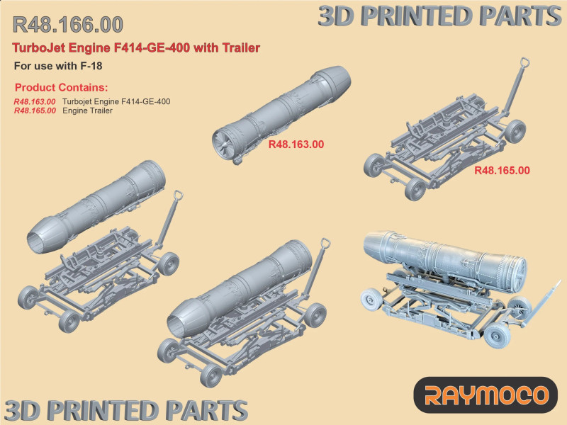 Turbojet Engine F414-GE-400 with Trailer for F-18 (Has)