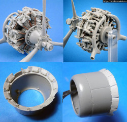 TBD-1 Devastator Engine, exhaust manifolds and hood skirt (GWH)