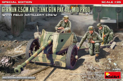 German 7.5cm Anti-Tank Gun PaK 40. Mid Prod w/ Artillery Crew. Special Edition