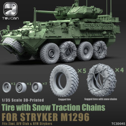 3D-Printed Tire with Snow Traction Chains for STRYKER M1296
