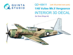 Vultee Mk.II Vengeance 3D-Printed & coloured Interior on decal paper (Dora Wings) (with 3D-printed r