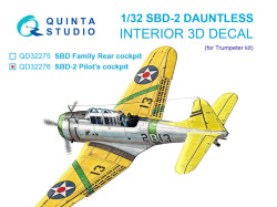 SBD-2 Dauntless Pilots Cockpit  3D-Printed & coloured Interior on decal paper (Trumpeter)