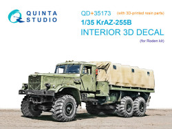 KrAZ-255B 3D-Printed & coloured Interior on decal paper (Roden) (with 3D-printed resin parts) 