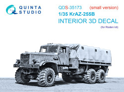 KrAZ-255B 3D-Printed & coloured Interior on decal paper (Roden) (Small version)