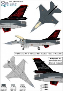 F-16AM Falcon FA-68 70 Ans 350Sqn 2011 + Stencils