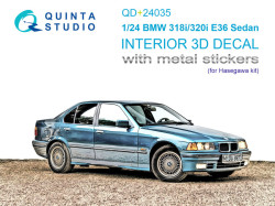 BMW 318i/320i E36 Sedan 3D-Printed & coloured Interior on decal paper (Hasegawa) (with metal sticker