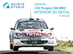 Peugeot 206 WRC 3D-Printed & coloured Interior on decal paper (Tamiya)