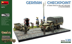 German Checkpoint. 3t Cargo Truck 3,6-36S & Kfz.1 Type 170VK w/ Feldgendarmerie