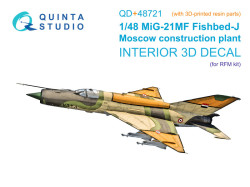 MiG-21MF (Moscow plant) 3D-Printed & coloured Interior on decal paper (RFM) (with 3D-printed resin p