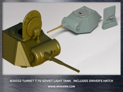 Т-70 WWII Soviet light tank, Turret plus gun barrel(metal) includes driver's hatch