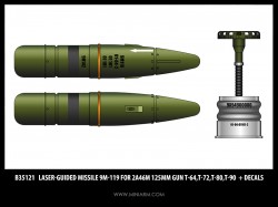 Laser-guided missile 9M-119 for 2A46M 125mm gun T-64,T-72,T-80,T-90 + decals 