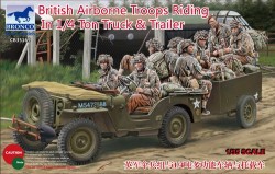 British Airborne Troops Riding In 1/4Ton Truck & Trailer
