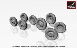 G4 German WWII Staff Car off-road pattern wheels w/ weighted tires, universal