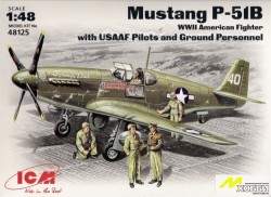 Mustang P-51 B WWII American Fighter with  USAAF Pilots and Ground Personnel