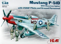 Mustang P-51D WWII American Fighter with USAAF Pilots and Ground Personnel